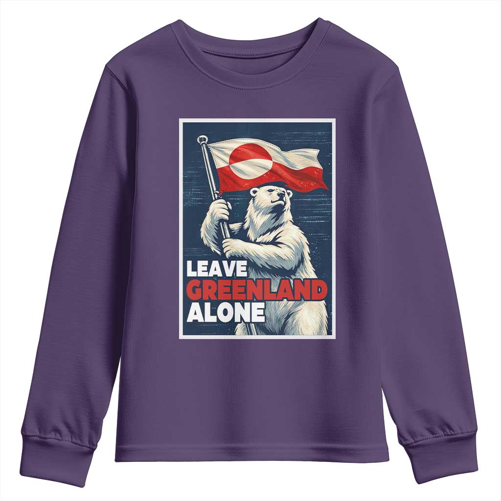 Leave Greenland Alone Vintage Poster Graphic Youth Sweatshirt Retro Polar Bear Waving Flag Patriot TS02 Purple Print Your Wear