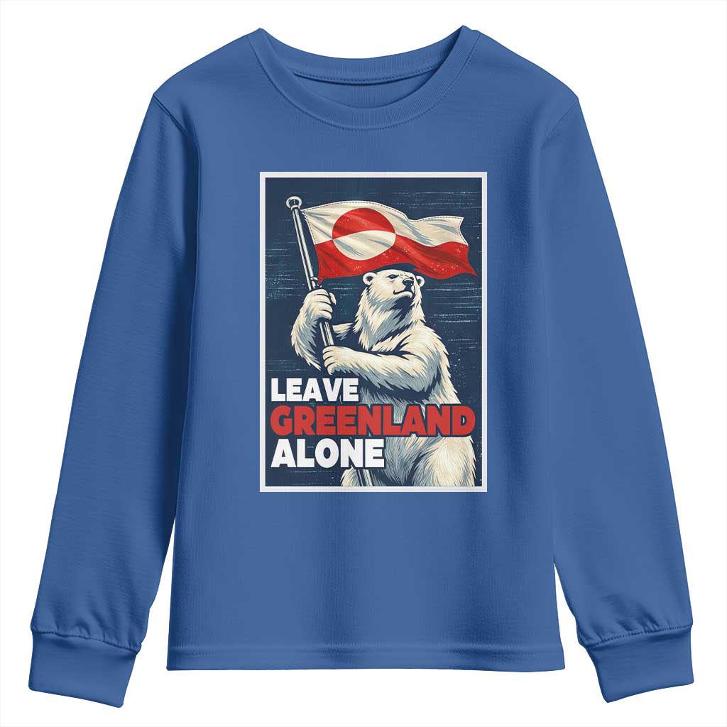 Leave Greenland Alone Vintage Poster Graphic Youth Sweatshirt Retro Polar Bear Waving Flag Patriot TS02 Royal Blue Print Your Wear