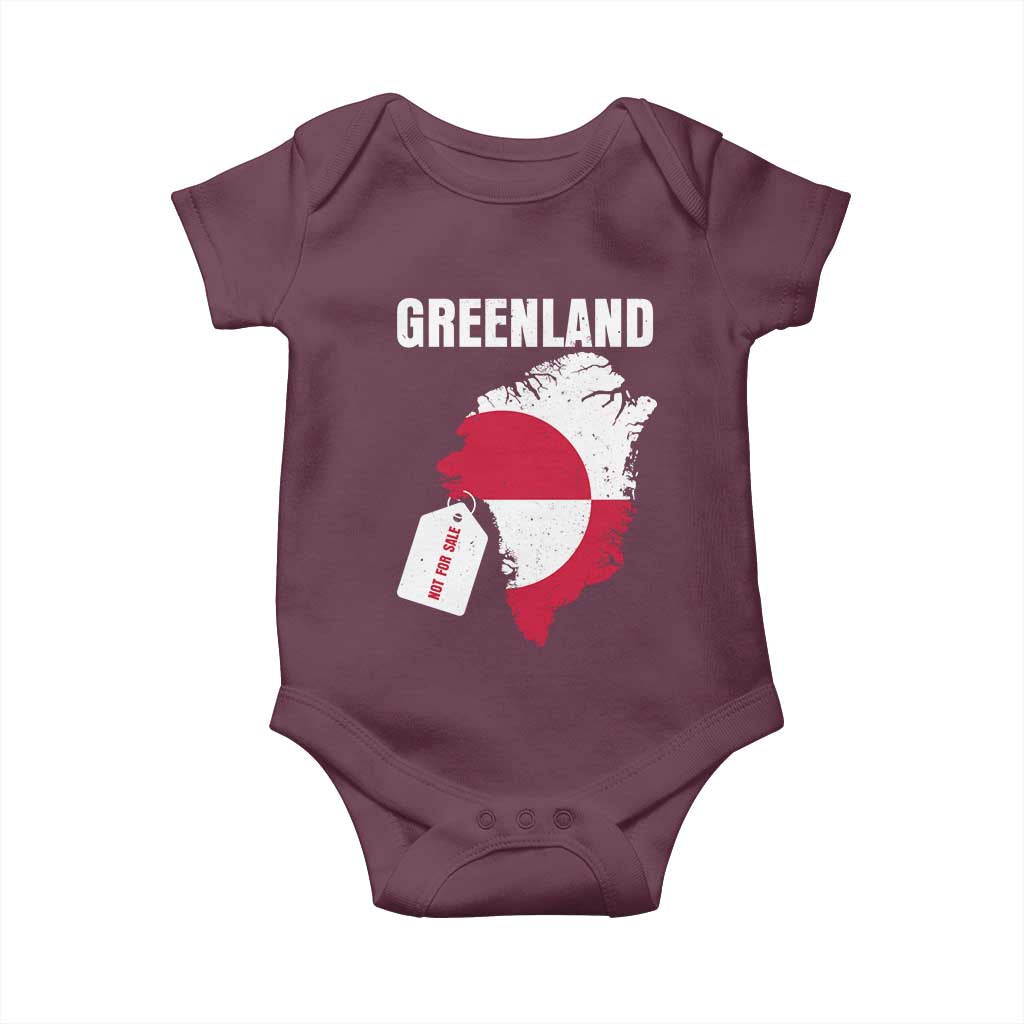 Greenland Not For Sale Patriotic Baby Onesie Grunge Flag and Price Tag Protest TS02 Maroon Print Your Wear