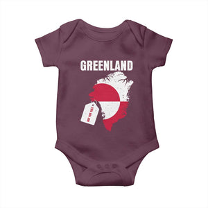 Greenland Not For Sale Patriotic Baby Onesie Grunge Flag and Price Tag Protest TS02 Maroon Print Your Wear