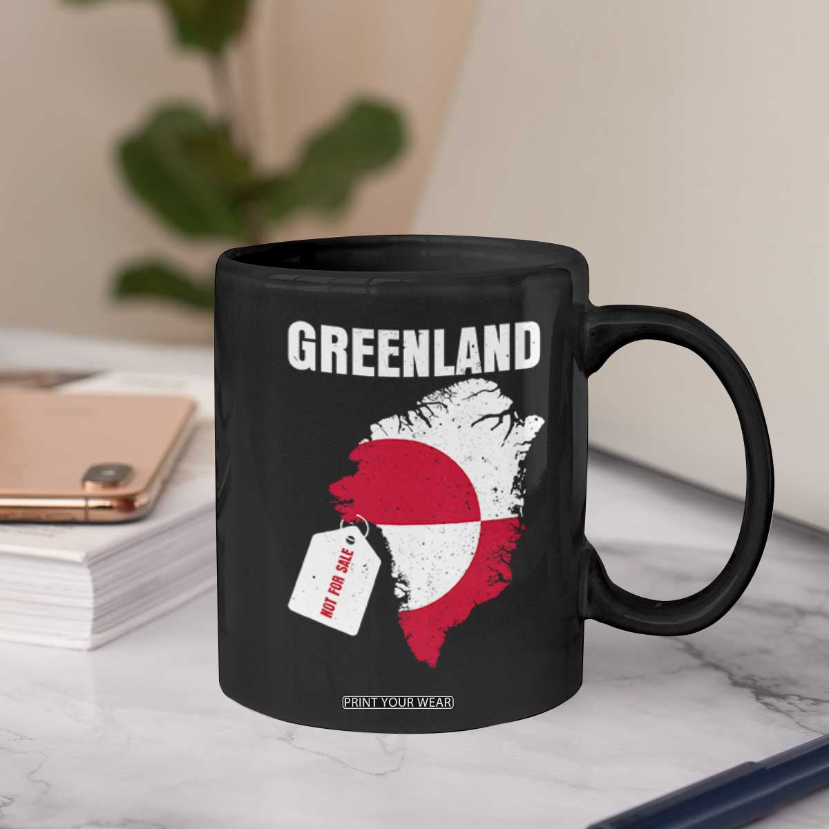 Greenland Not For Sale Patriotic Coffee Mug Grunge Flag and Price Tag Protest TS02 Print Your Wear