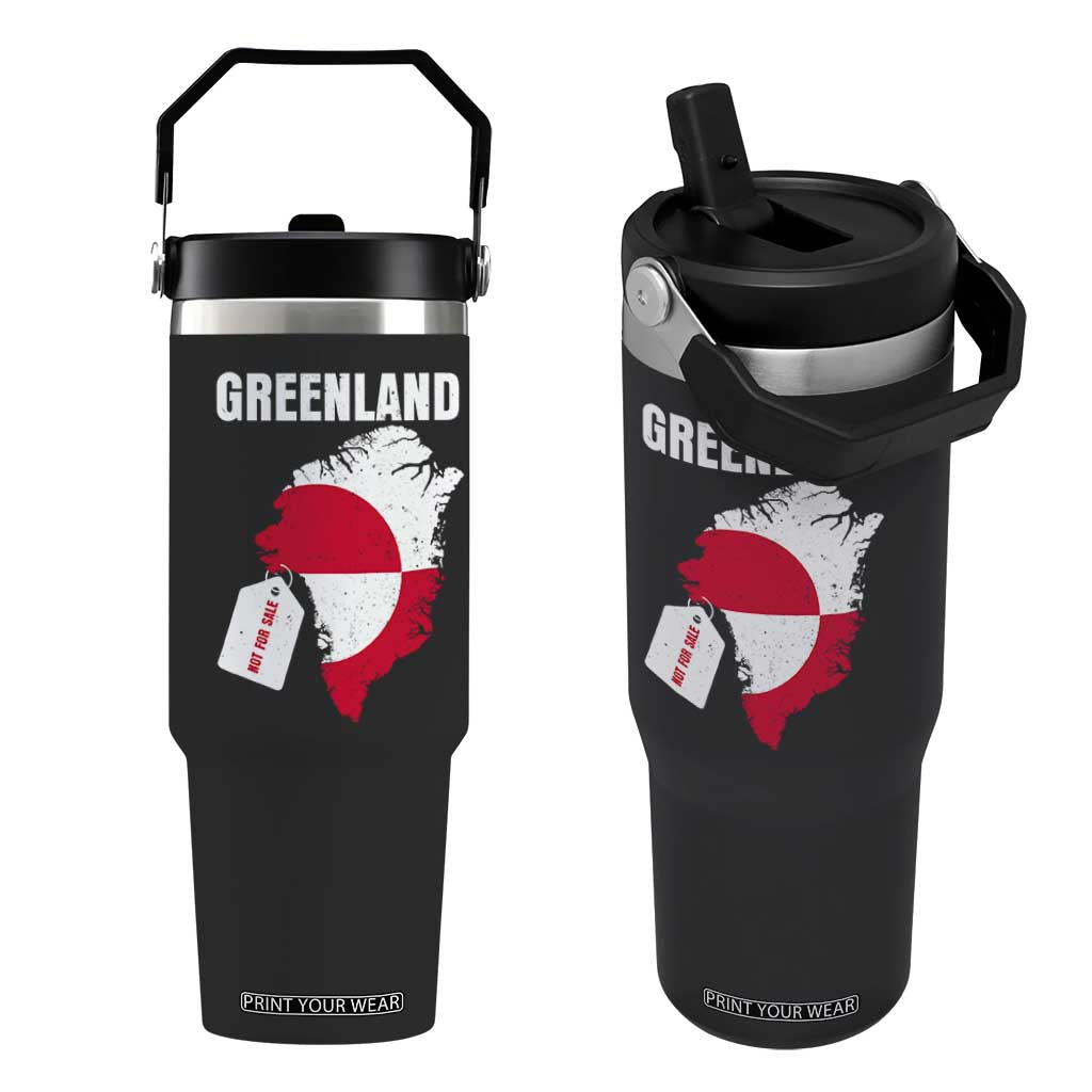 Greenland Not For Sale Patriotic Flip Straw Tumbler Grunge Flag and Price Tag Protest TS02 One Size: 30 oz Black Print Your Wear