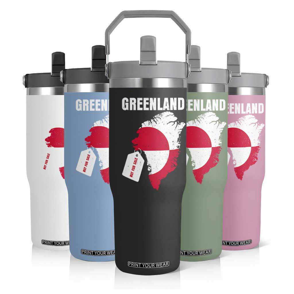 Greenland Not For Sale Patriotic Flip Straw Tumbler Grunge Flag and Price Tag Protest TS02 Print Your Wear