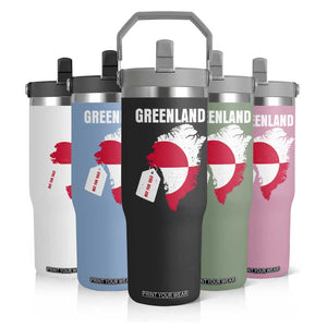 Greenland Not For Sale Patriotic Flip Straw Tumbler Grunge Flag and Price Tag Protest TS02 Print Your Wear
