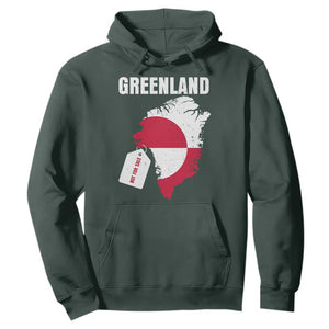 Greenland Not For Sale Patriotic Hoodie Grunge Flag and Price Tag Protest TS02 Dark Forest Green Print Your Wear