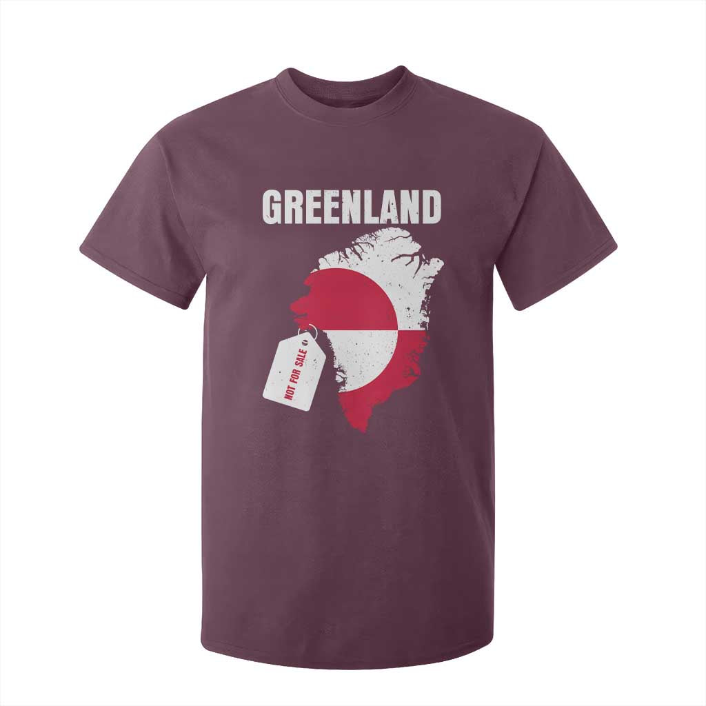 Greenland Not For Sale Patriotic T Shirt For Kid Grunge Flag and Price Tag Protest TS02 Maroon Print Your Wear