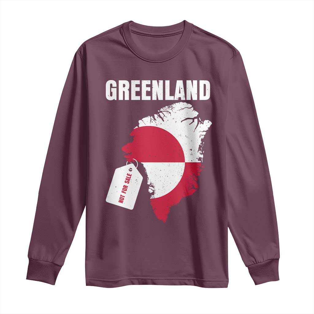 Greenland Not For Sale Patriotic Long Sleeve Shirt Grunge Flag and Price Tag Protest TS02 Maroon Print Your Wear