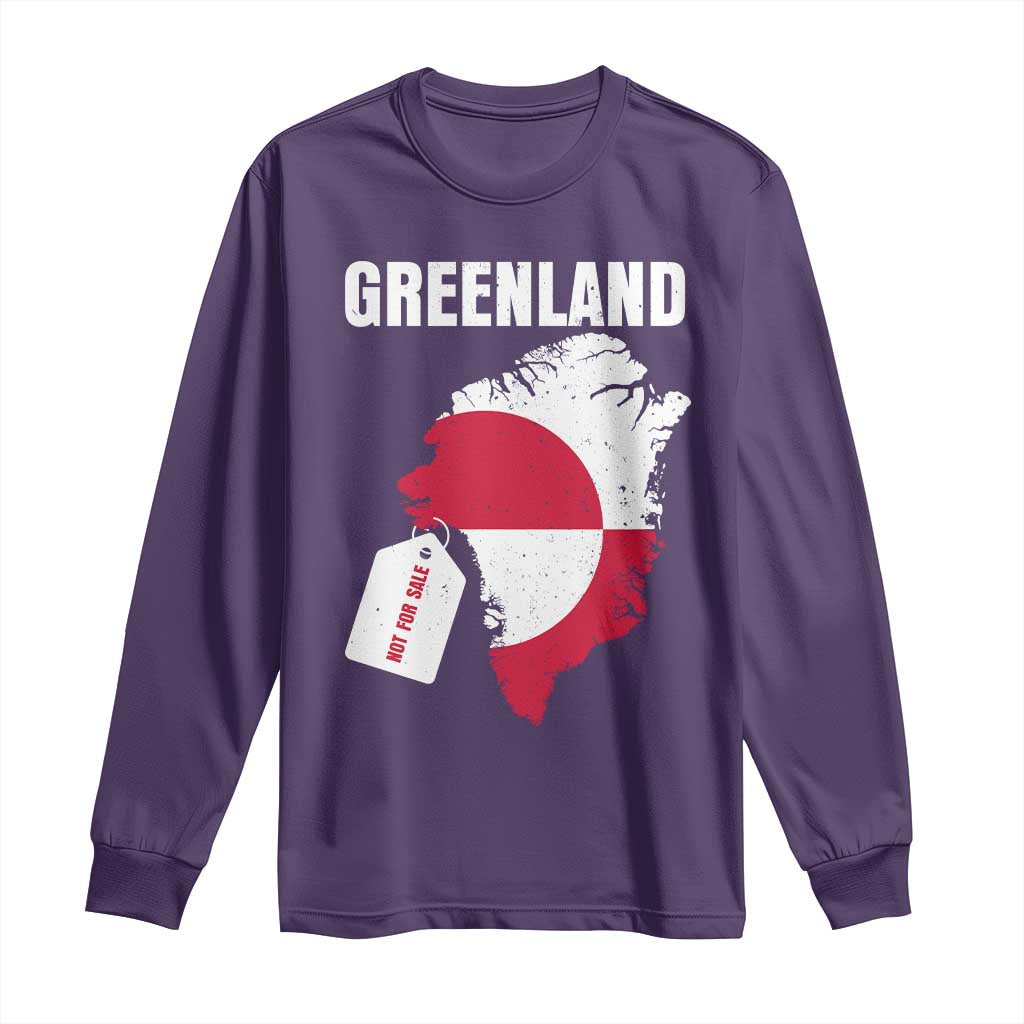 Greenland Not For Sale Patriotic Long Sleeve Shirt Grunge Flag and Price Tag Protest TS02 Purple Print Your Wear