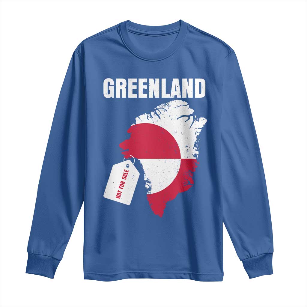Greenland Not For Sale Patriotic Long Sleeve Shirt Grunge Flag and Price Tag Protest TS02 Royal Blue Print Your Wear