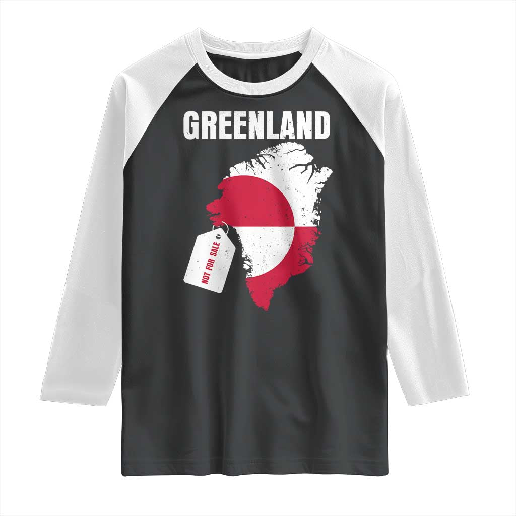 Greenland Not For Sale Patriotic Raglan Shirt Grunge Flag and Price Tag Protest TS02 Black White Print Your Wear