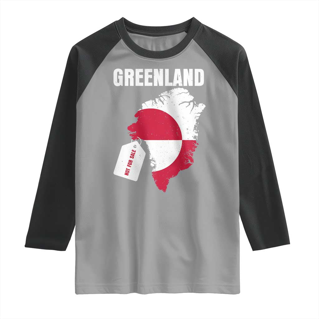 Greenland Not For Sale Patriotic Raglan Shirt Grunge Flag and Price Tag Protest TS02 Sport Gray Black Print Your Wear