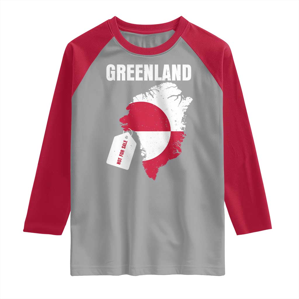 Greenland Not For Sale Patriotic Raglan Shirt Grunge Flag and Price Tag Protest TS02 Sport Gray Red Print Your Wear