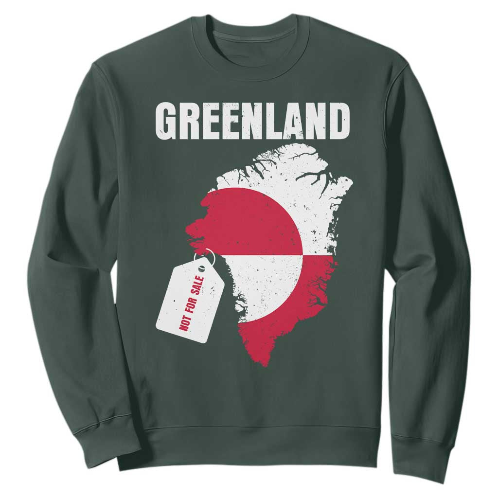 Greenland Not For Sale Patriotic Sweatshirt Grunge Flag and Price Tag Protest TS02 Dark Forest Green Print Your Wear