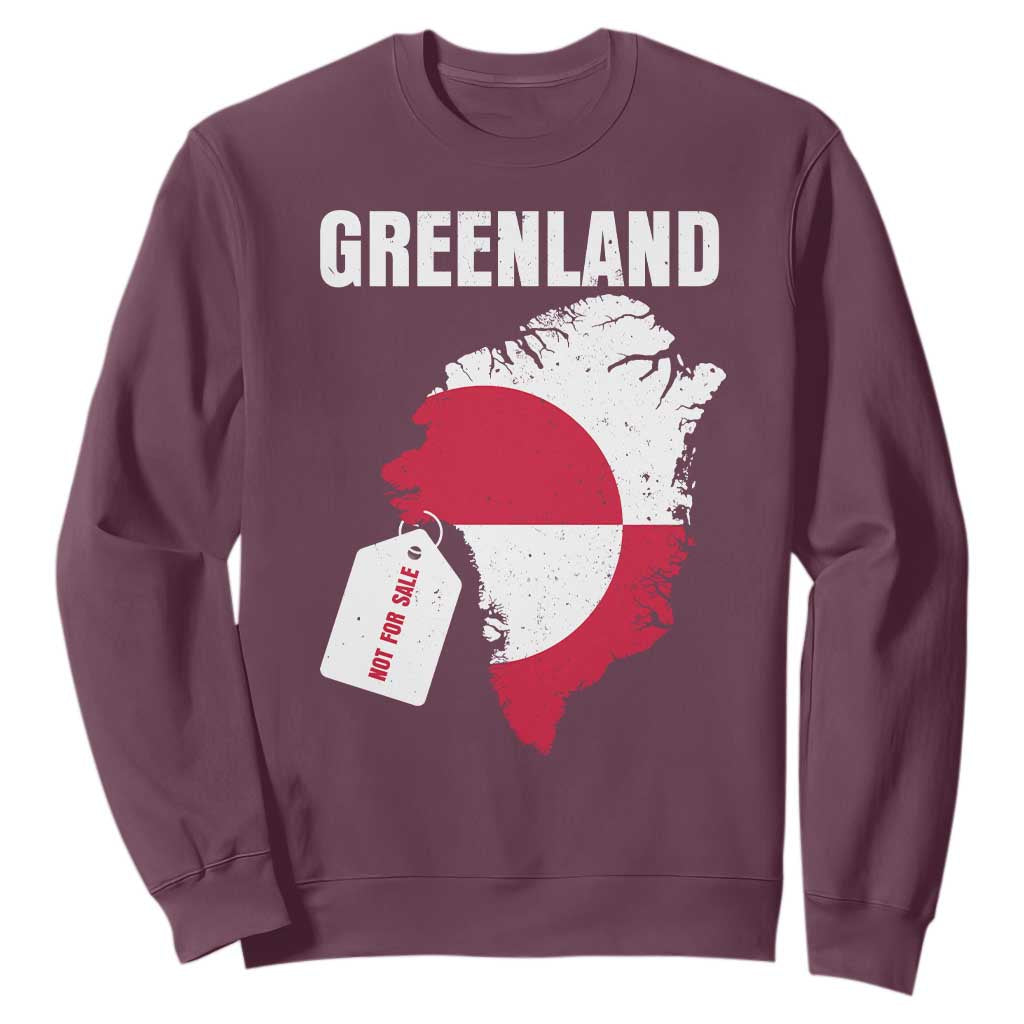 Greenland Not For Sale Patriotic Sweatshirt Grunge Flag and Price Tag Protest TS02 Maroon Print Your Wear