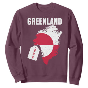 Greenland Not For Sale Patriotic Sweatshirt Grunge Flag and Price Tag Protest TS02 Maroon Print Your Wear