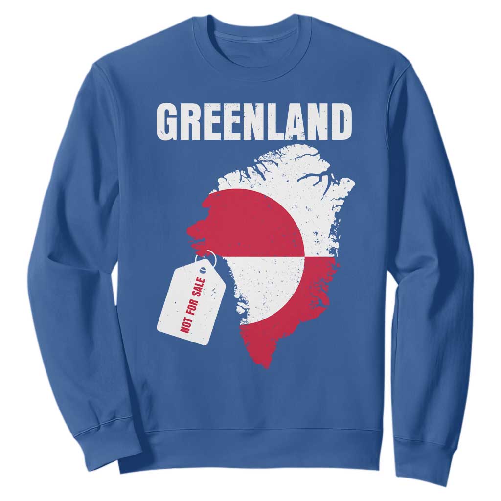 Greenland Not For Sale Patriotic Sweatshirt Grunge Flag and Price Tag Protest TS02 Royal Blue Print Your Wear