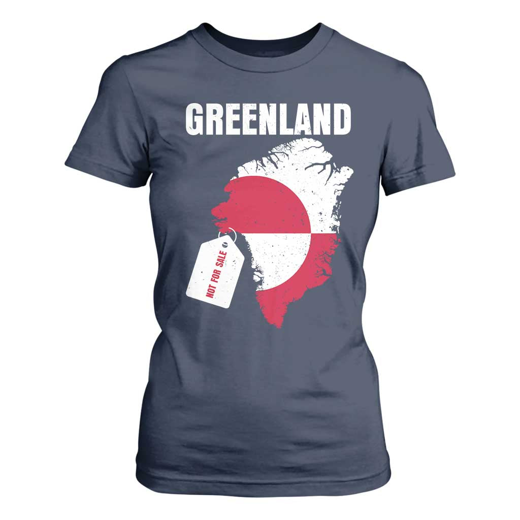 Greenland Not For Sale Patriotic T Shirt For Women Grunge Flag and Price Tag Protest TS02 Navy Print Your Wear