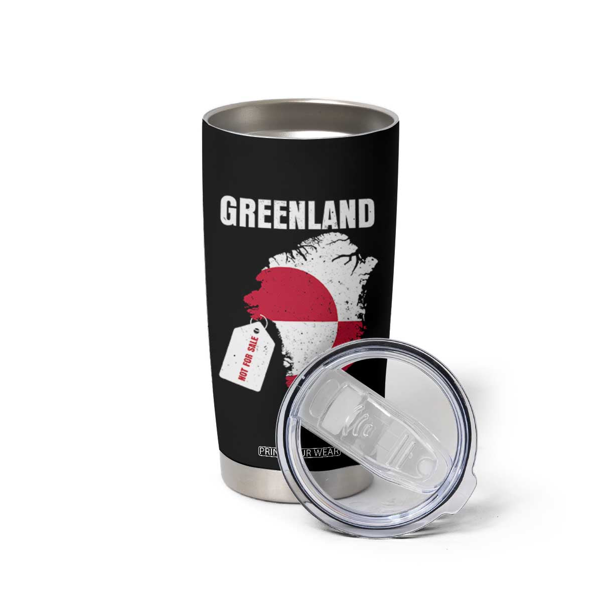 Greenland Not For Sale Patriotic Tumbler Cup Grunge Flag and Price Tag Protest TS02 Print Your Wear