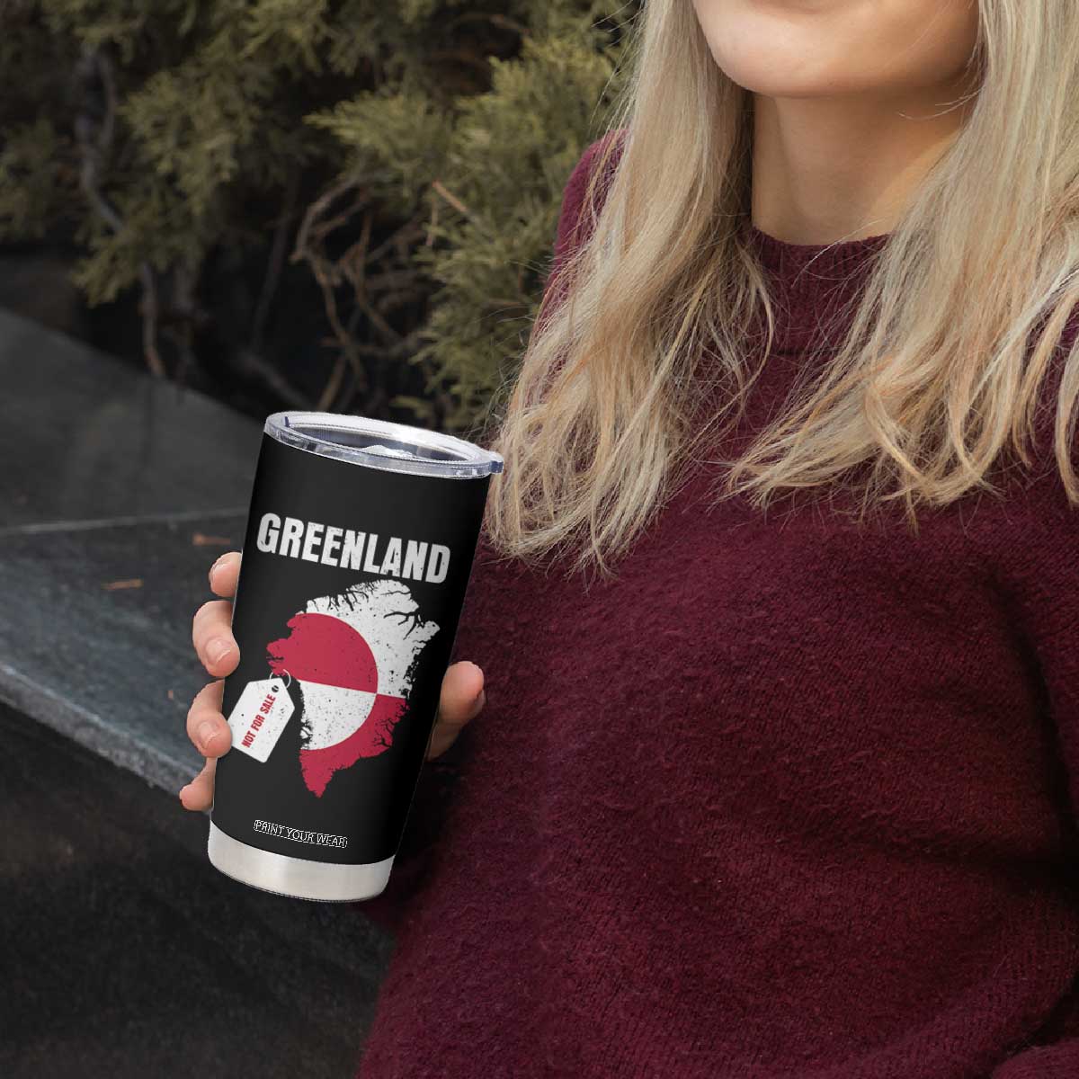 Greenland Not For Sale Patriotic Tumbler Cup Grunge Flag and Price Tag Protest TS02 Print Your Wear