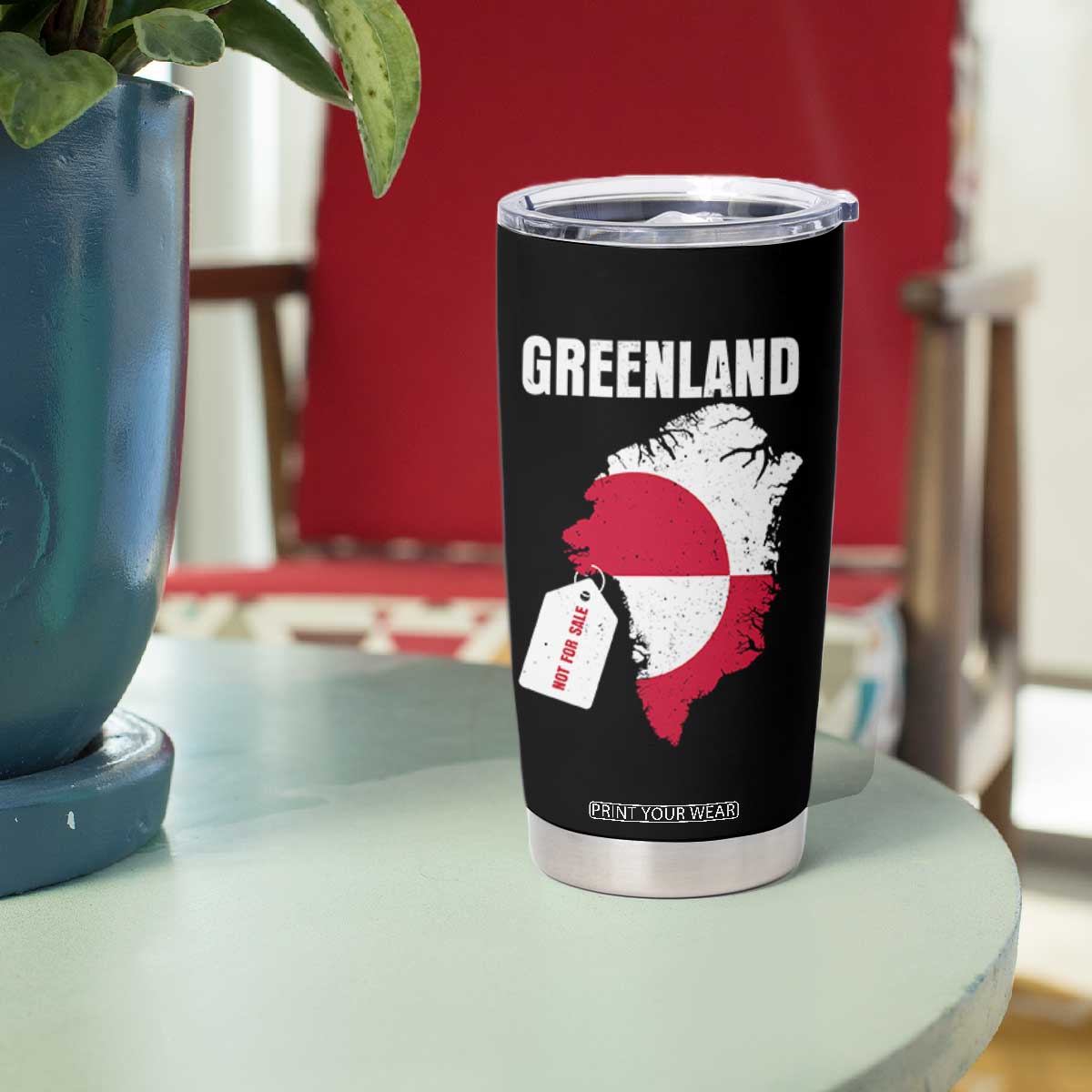 Greenland Not For Sale Patriotic Tumbler Cup Grunge Flag and Price Tag Protest TS02 Print Your Wear