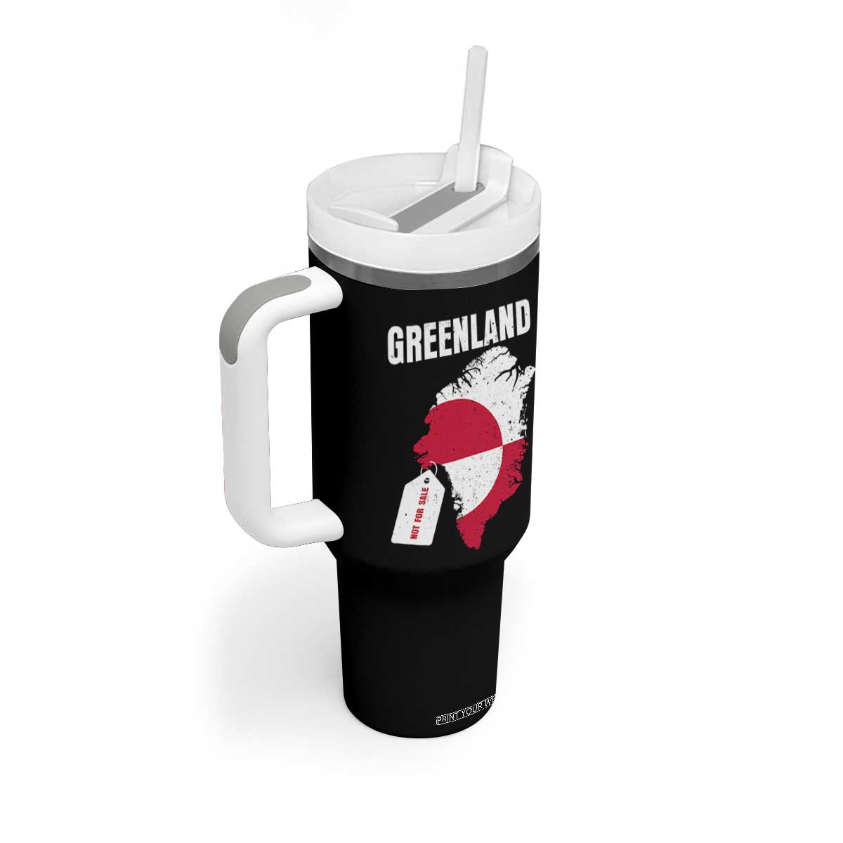 Greenland Not For Sale Patriotic Tumbler With Handle Grunge Flag and Price Tag Protest TS02 Print Your Wear