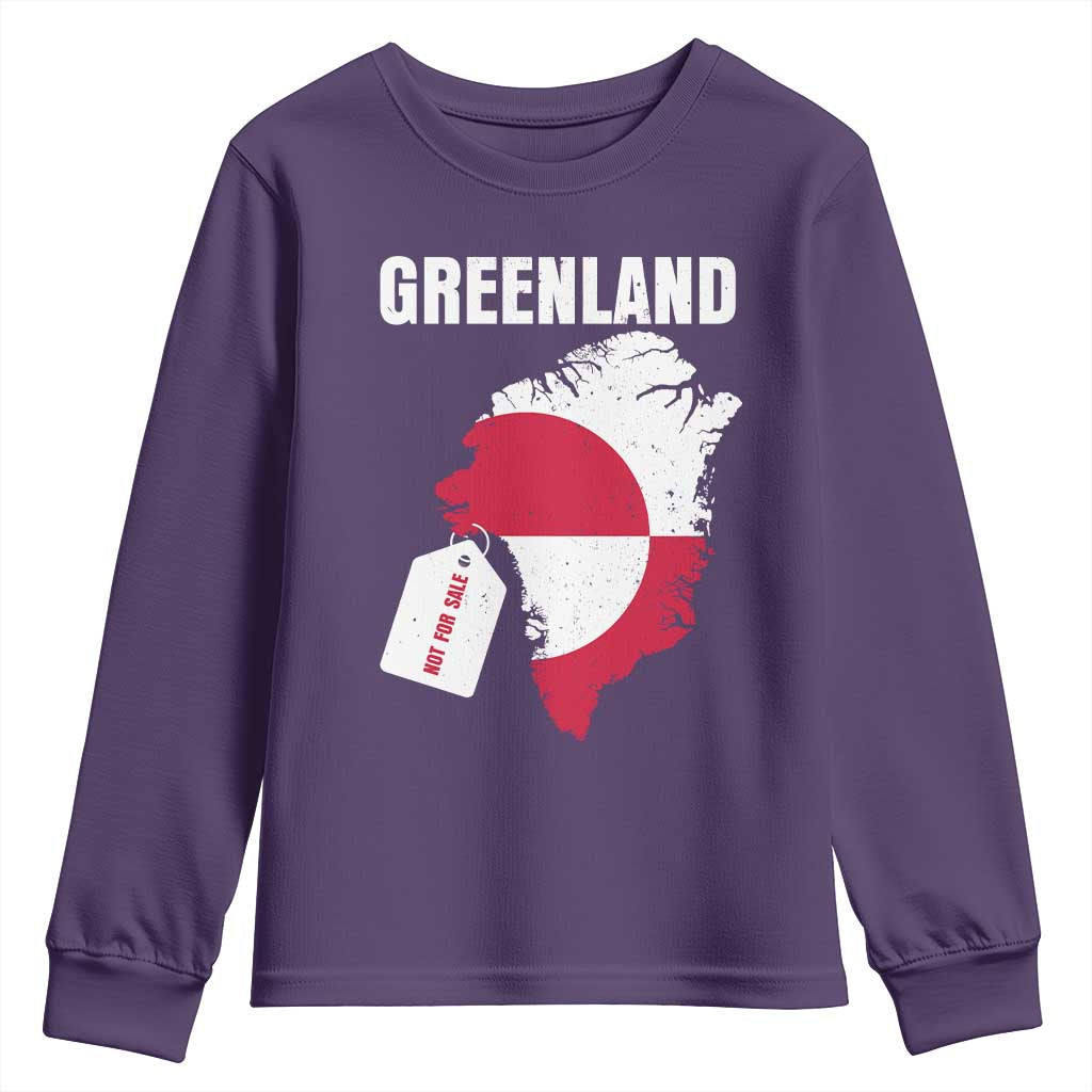Greenland Not For Sale Patriotic Youth Sweatshirt Grunge Flag and Price Tag Protest TS02 Purple Print Your Wear