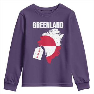 Greenland Not For Sale Patriotic Youth Sweatshirt Grunge Flag and Price Tag Protest TS02 Purple Print Your Wear