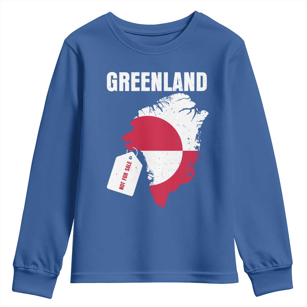 Greenland Not For Sale Patriotic Youth Sweatshirt Grunge Flag and Price Tag Protest TS02 Royal Blue Print Your Wear