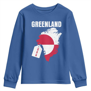 Greenland Not For Sale Patriotic Youth Sweatshirt Grunge Flag and Price Tag Protest TS02 Royal Blue Print Your Wear