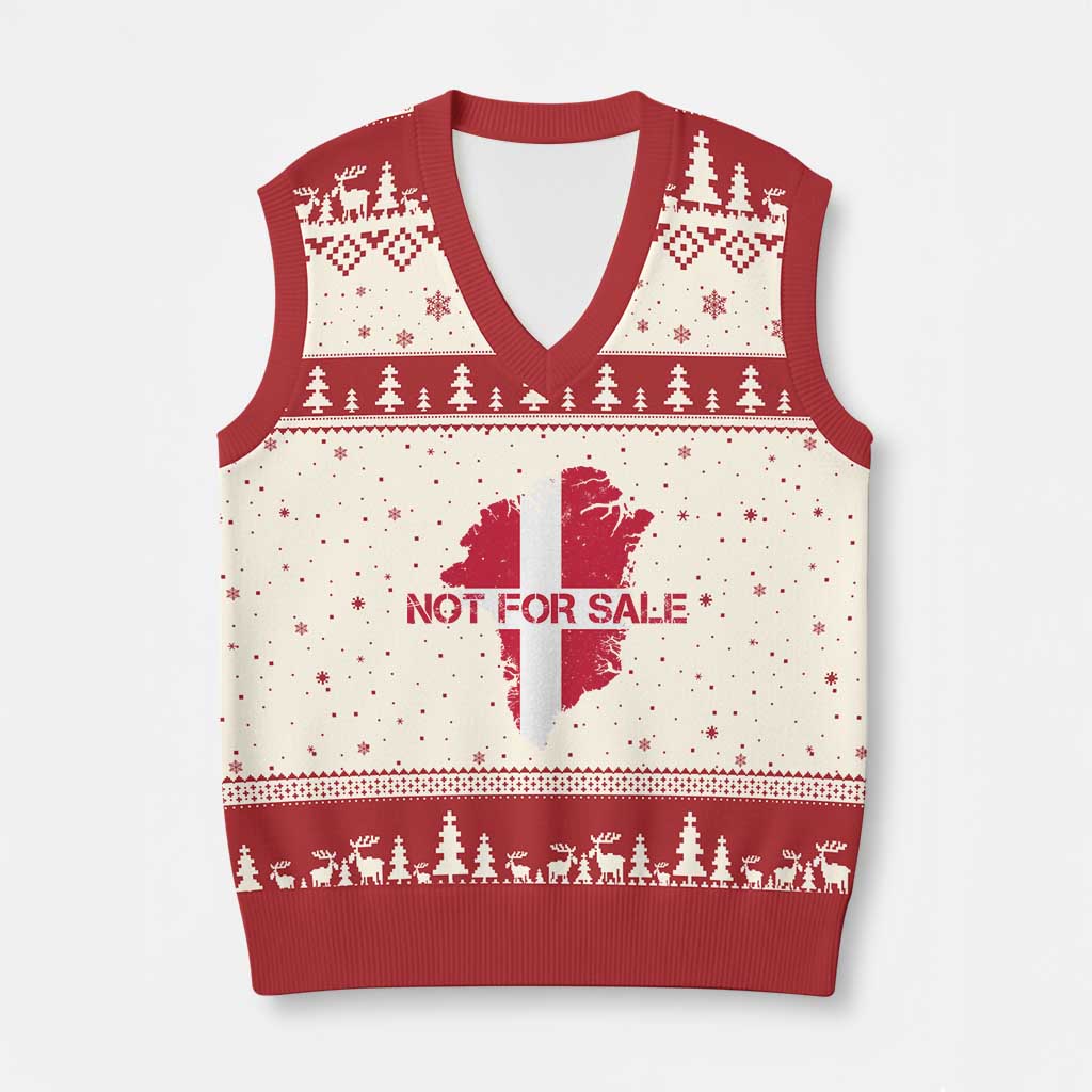 Denmark Stand With Greenland Not For Sale V-Neck Knit Sweater Vest Danish Flag Unity Support Protest TS02 Beige Red Print Your Wear