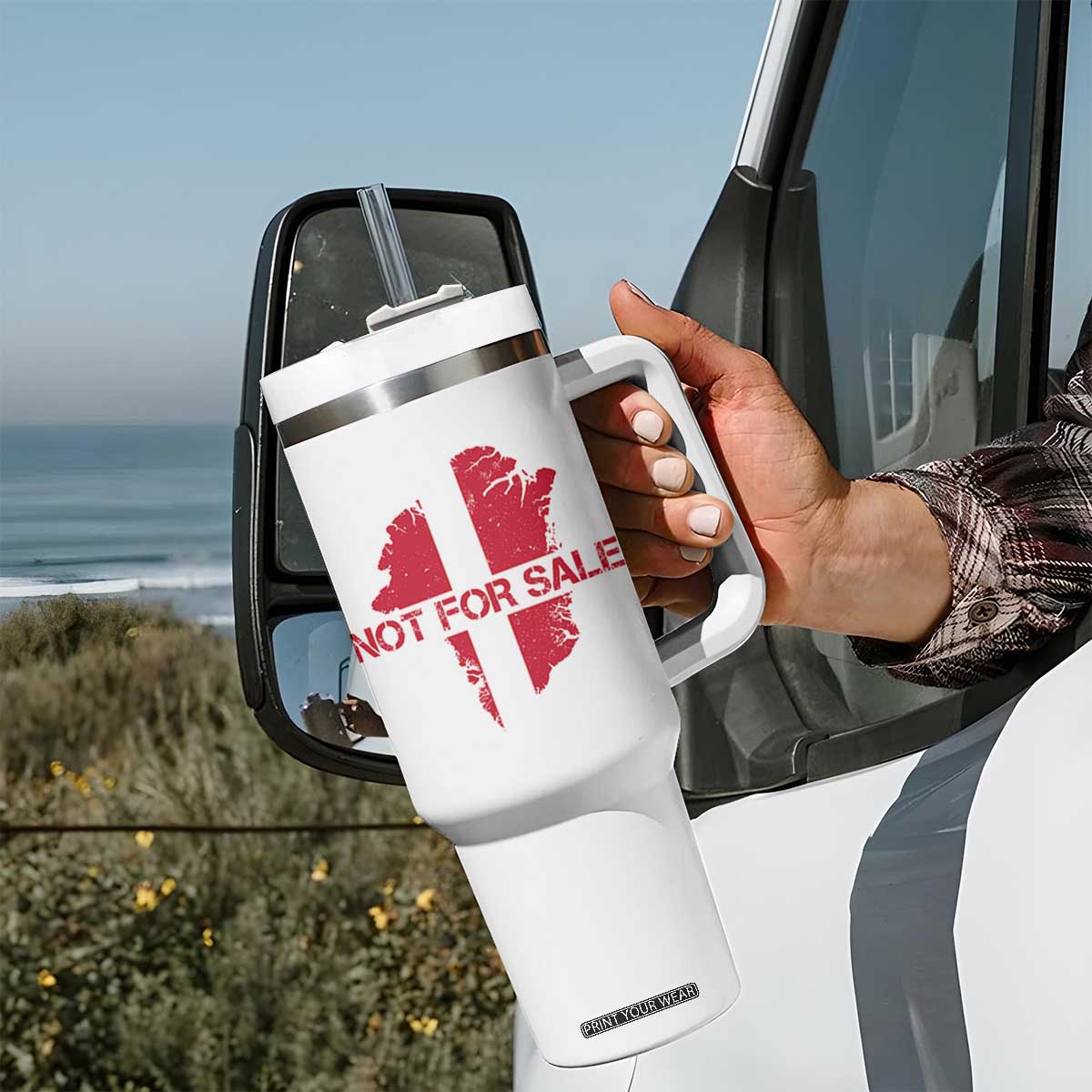 Denmark Stand With Greenland Not For Sale Tumbler With Handle Danish Flag Unity Support Protest TS02 Print Your Wear