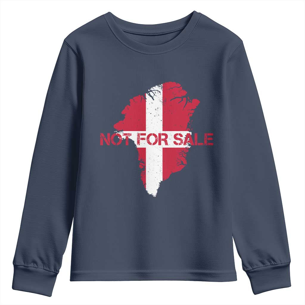Denmark Stand With Greenland Not For Sale Youth Sweatshirt Danish Flag Unity Support Protest TS02 Navy Print Your Wear