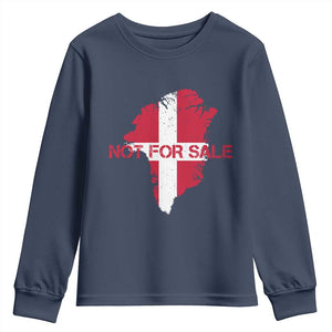 Denmark Stand With Greenland Not For Sale Youth Sweatshirt Danish Flag Unity Support Protest TS02 Navy Print Your Wear