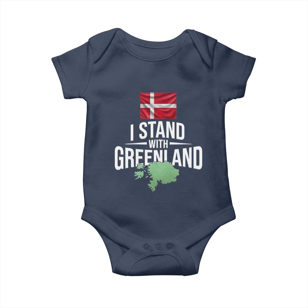 Denmark I Stand With Greenland Baby Onesie Danish Flag and Map Unity Support Protest TS02 Navy Print Your Wear