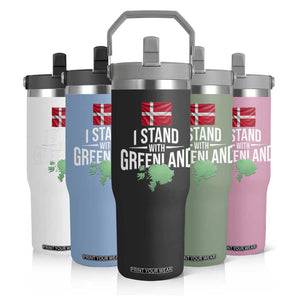 Denmark I Stand With Greenland Flip Straw Tumbler Danish Flag and Map Unity Support Protest TS02 Print Your Wear