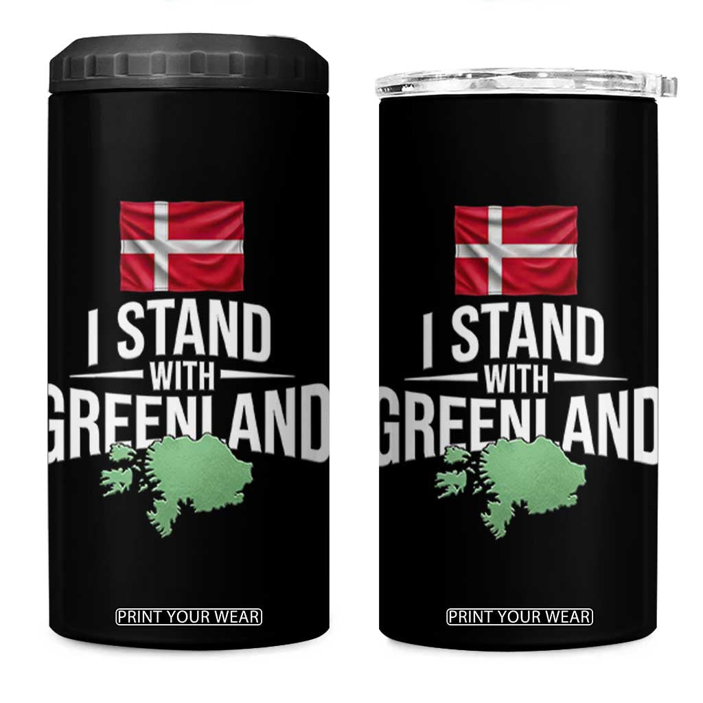 Denmark I Stand With Greenland 4 in 1 Can Cooler Tumbler Danish Flag and Map Unity Support Protest TS02 One Size: 16 oz Black Print Your Wear