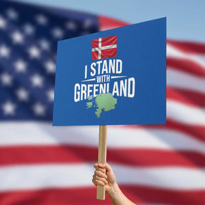 Denmark I Stand With Greenland Protest Sign Danish Flag and Map Unity Support Protest TS02 Horizontal 18" × 24" Blue Print Your Wear