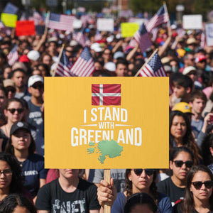 Denmark I Stand With Greenland Protest Sign Danish Flag and Map Unity Support Protest TS02 Horizontal 18" × 24" Yellow Print Your Wear