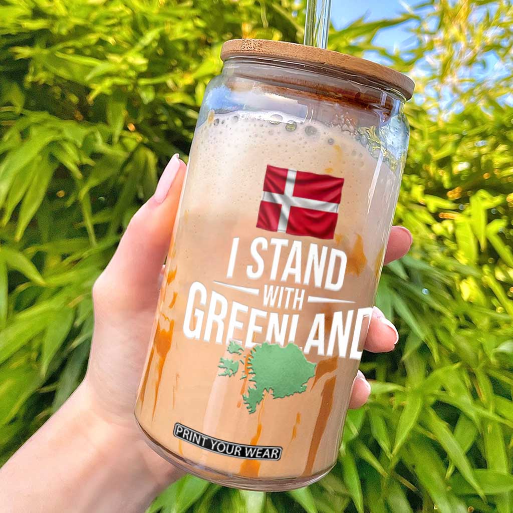 Denmark I Stand With Greenland Glass Can Danish Flag and Map Unity Support Protest TS02 Black Print Your Wear