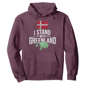 Denmark I Stand With Greenland Hoodie Danish Flag and Map Unity Support Protest TS02 Maroon Print Your Wear