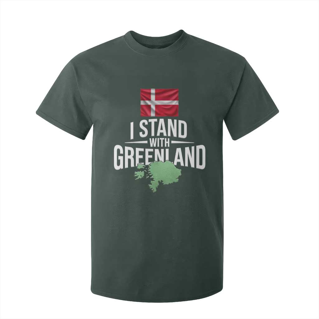 Denmark I Stand With Greenland T Shirt For Kid Danish Flag and Map Unity Support Protest TS02 Dark Forest Green Print Your Wear