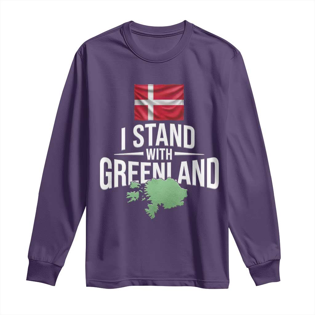 Denmark I Stand With Greenland Long Sleeve Shirt Danish Flag and Map Unity Support Protest TS02 Purple Print Your Wear
