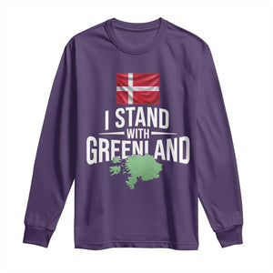Denmark I Stand With Greenland Long Sleeve Shirt Danish Flag and Map Unity Support Protest TS02 Purple Print Your Wear