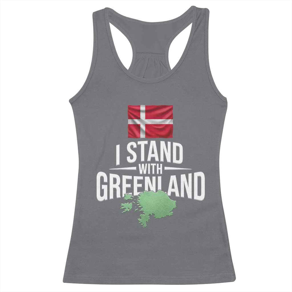 Denmark I Stand With Greenland Racerback Tank Top Danish Flag and Map Unity Support Protest TS02 Charcoal Print Your Wear