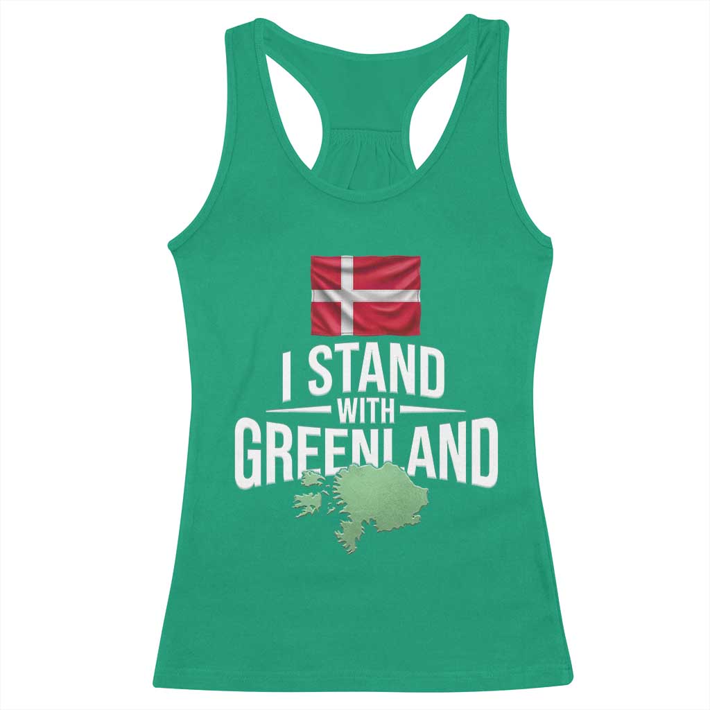 Denmark I Stand With Greenland Racerback Tank Top Danish Flag and Map Unity Support Protest TS02 Irish Green Print Your Wear