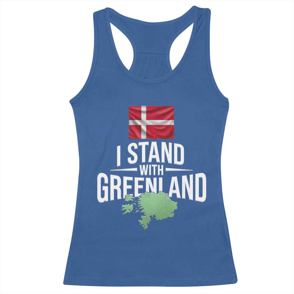 Denmark I Stand With Greenland Racerback Tank Top Danish Flag and Map Unity Support Protest TS02 Royal Blue Print Your Wear