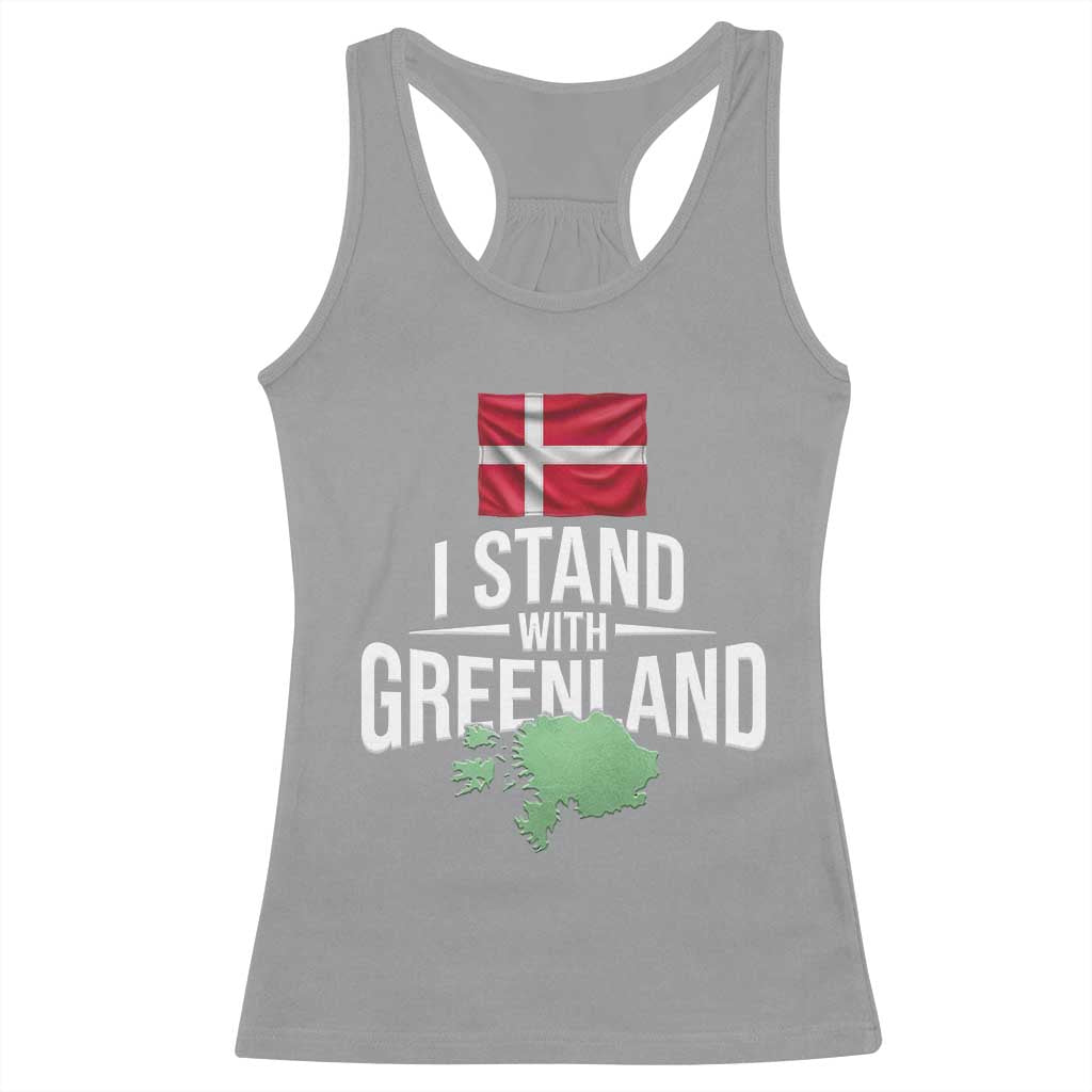 Denmark I Stand With Greenland Racerback Tank Top Danish Flag and Map Unity Support Protest TS02 Sport Gray Print Your Wear