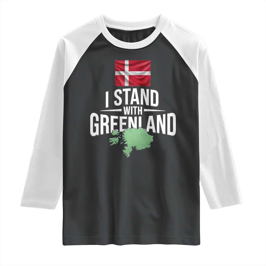 Denmark I Stand With Greenland Raglan Shirt Danish Flag and Map Unity Support Protest TS02 Black White Print Your Wear