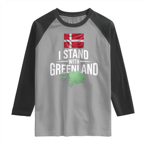 Denmark I Stand With Greenland Raglan Shirt Danish Flag and Map Unity Support Protest TS02 Sport Gray Black Print Your Wear