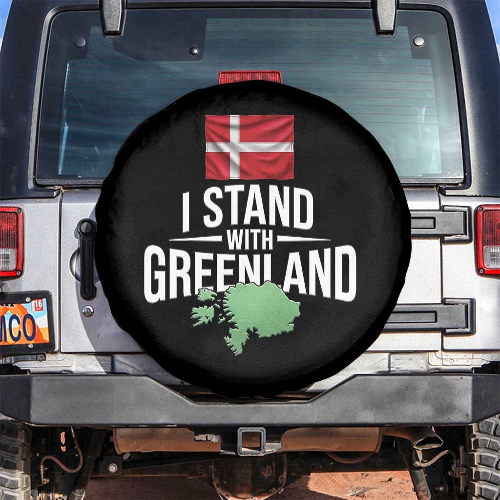 Denmark I Stand With Greenland Spare Tire Cover Danish Flag and Map Unity Support Protest TS02 No hole Black Print Your Wear